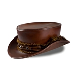 Leather Top Hat in Brown