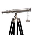 Floor-Standing Chrome Telescope with Wooden Tripod – 30”