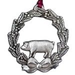 Christmas Wreath With Pig Ornament