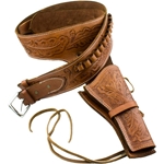 Deluxe Tooled Tan Leather Western Holster-Medium