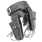Double Rig Embossed Leather Holster Set - Lrg Waist
