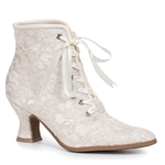 Ladies Ankle Boots - White Lace
