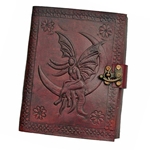Small Fairy Moon Leather Blank Book - 5 X 7 Inches