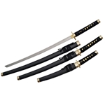Samurai Katana Set 3 Piece Black with Stand