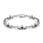 Irish Claddagh Sterling Silver Bracelet with Black Gem Inlay TBG255