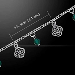 Celtic Knotwork & Emerald Glass Silver Bracelet 52-TBL035