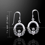 Irish Claddagh Silver Dangle Earrings