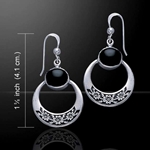 Flower and Gem Silver Earrings