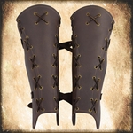 Laced Leather Greaves - Brown