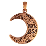 Horned Moon Crescent Pendant in Copper