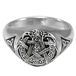 Moon Pentacle Ring - Sterling Silver