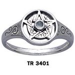 Crescent Moon Pentacle Ring with Stone 66-TR3401