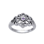 Heart Pentacle Ring with Amethyst Stone