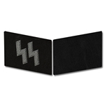 German SS Bevo Collar Tabs - Officer - Grey SS Runes