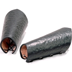 Hammered Iron Arm Bracers - Leather