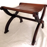 Folding Medieval Stool - Wood with Leather Seat