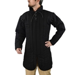 Black Medieval Gambeson with Removable Laced Sleeves – Deepeeka Padded Armor Coat