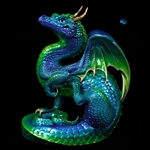 Scratching Dragon Sculpture Emerald Peacock