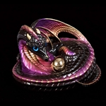 Mother Coiled Dragon Sculpture Black Gold