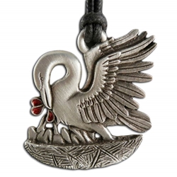 Pelican in Her Piety Pewter Pendant Necklace 121.0622