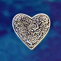 Rose Heart Pin in Fine Pewter