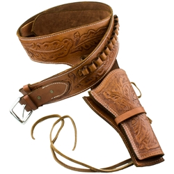 Deluxe Tooled Tan Leather Western Holster - X-Large
