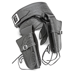 Double Rig Embossed Leather Holster Set - Lrg Waist