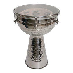 Metal Doumbek - Synthetic Head - Internal Jingles 8x16 Inch,Metal Doumbek, Jingles, 10" Synthetic  47-M10JS