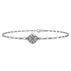 Celtic Knotwork Four Point Quaternary Knot Silver Anklet  52-TBG727