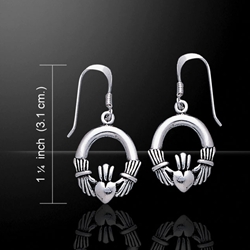 Irish Claddagh Silver Dangle Earrings