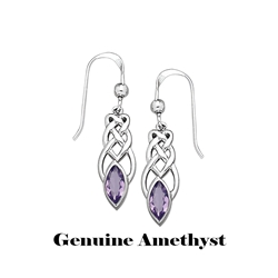 Celtic Knotwork Silver Earrings with Gemstone Options