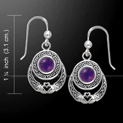 Celtic Knotwork Silver Claddagh Earrings 52-TER070