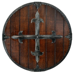 Medieval Round Shield with Cross - Wooden