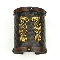 Viking Leather Cuff with Norse Ravens - AH5531