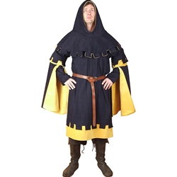 Houppelande with Hood - Velvet,Dagged Houppelande with Chaperone Hat early 15th century