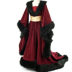 Women's 15th Century Houppelande Gown - Burgundy