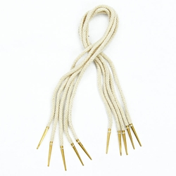 Brass Aiglets with Natural Cord - 21in - Set of 5