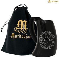 Tumbler Viking Drinking Cup W/ Handle & Leather Strap - Dragon