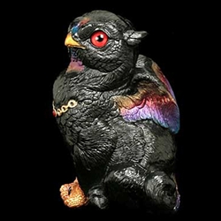 Sitting Griffin Chick Sculpture Black Sunset